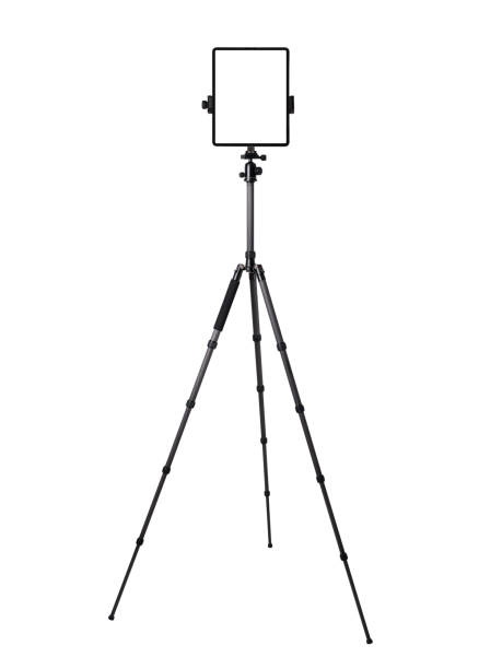 istock Tablet on tripod camera stand isolated on white background. Technology concept. Business and finance concept. Advertising and promotion concept. Marketing and online shopping concept. Health care and beauty care concept. 2174135022