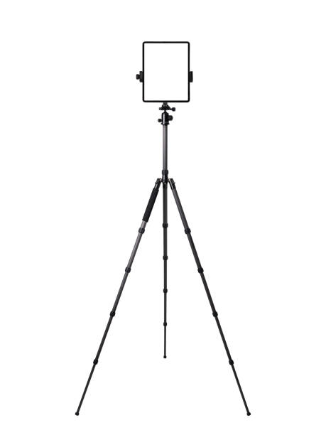 istock Tablet on tripod camera stand isolated on white background. Technology concept. Business and finance concept. Advertising and promotion concept. Marketing and online shopping concept. Health care and beauty care concept. 2174135024