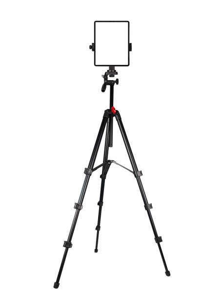 istock Tablet on tripod camera stand isolated on white background. Technology concept. Business and finance concept. Advertising and promotion concept. Marketing and online shopping concept. Health care and beauty care concept. 2174135035