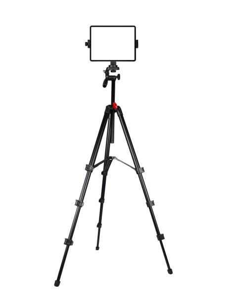 istock Tablet on tripod camera stand isolated on white background. Technology concept. Business and finance concept. Advertising and promotion concept. Marketing and online shopping concept. Health care and beauty care concept. 2174135099
