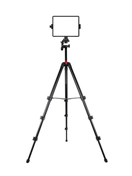 istock Tablet on tripod camera stand isolated on white background. Technology concept. Business and finance concept. Advertising and promotion concept. Marketing and online shopping concept. Health care and beauty care concept. 2174135117