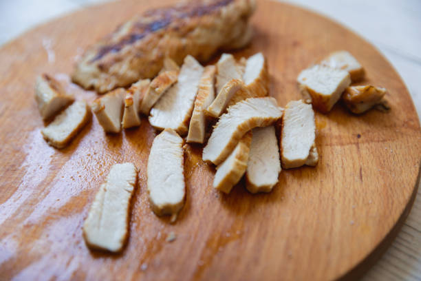 Chicken Shawarma in ceramic plate on wooden table