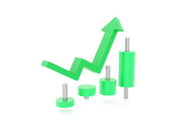 Financial arrows up and down, Graph and investment concept, 3d rendering.