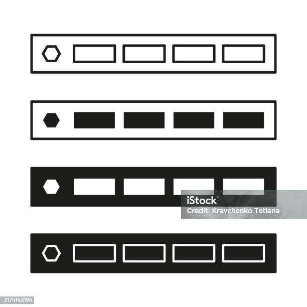 Geometric Button Set Minimalist Rectangular Shapes Black And White ...