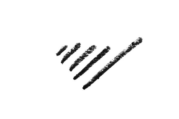 Hand drawn line of black eyeliner on a white background. Macro photo. isolated