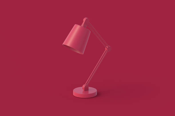 istock Table lamp of magenta on red background. 3d render 2174147438