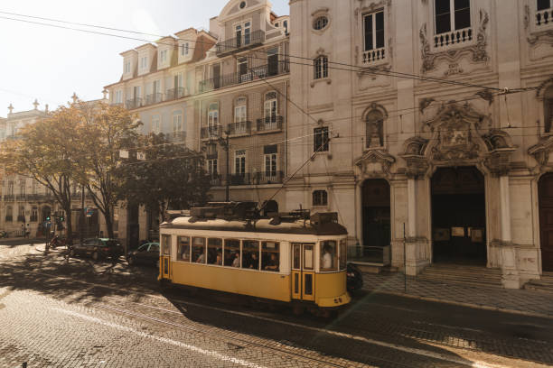 istock Yellow tram on a historic street 2174152718