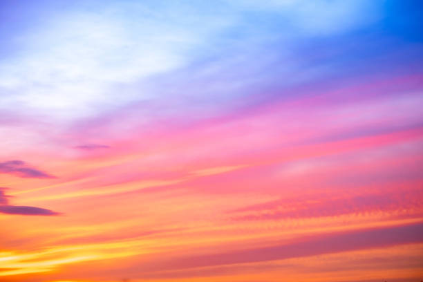 istock Beautiful , luxury soft gradient orange gold clouds and sunlight on the blue sky perfect for the background, take in everning,Twilight, Large size, high definition landscape photo 2174152852