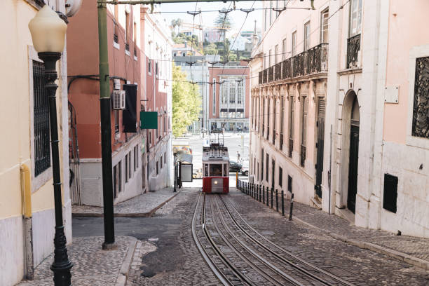 istock Classic Lisbon Tram on a Narrow Street 2174152955