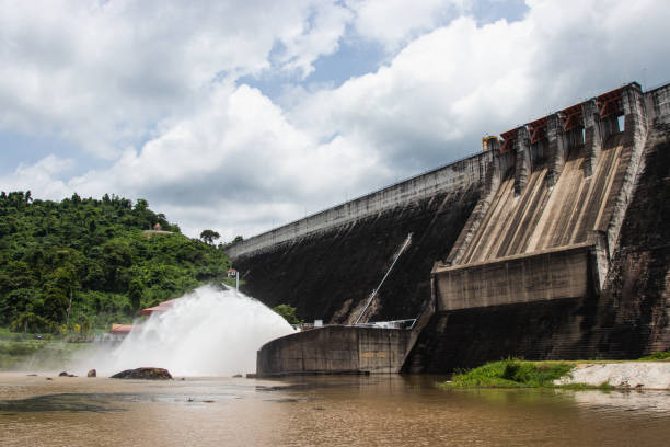 istock Khun Dan Prakarnchol Dam is roller compacted concrete in Nakornnayok, Thailand. 2174153630