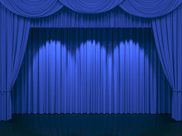 istock Luxury stage or windows curtains, realistic 3D illustration 2174160481