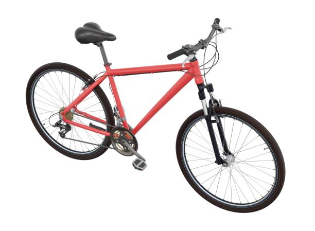 istock Red bicycle, side top view isolated on white background, 3D illustration 2174160648