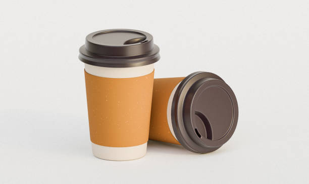 istock Two paper cups of coffee standing and lying down 2174163381