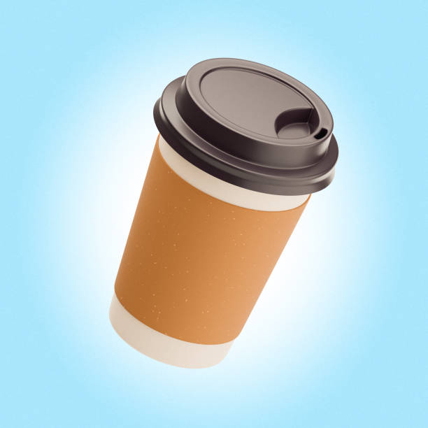 istock Mockup with one flying paper coffee cup on a gradient isolated background 2174163437