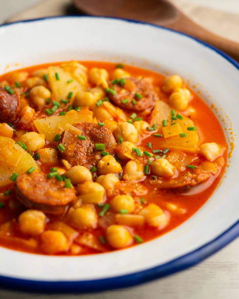 istock Chickpea stew with vegetables and chorizo. Traditional Spanish tapa recipe. 2174166876