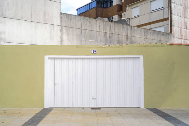 istock White garage door in the street 2174167447