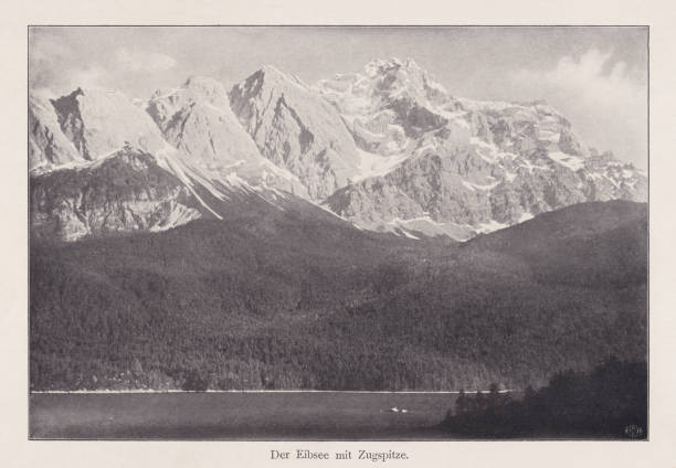 istock Eibsee and Zugspitze, Bavaria, Germany, halftone print, published in 1900 2174172420