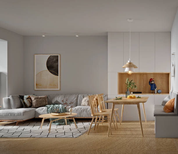 istock 3d render of living room and dining space 2174174977