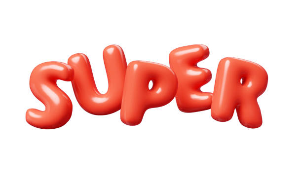 istock Super red Inflatable flying word for promotion design. 3D render illustration 2174177611