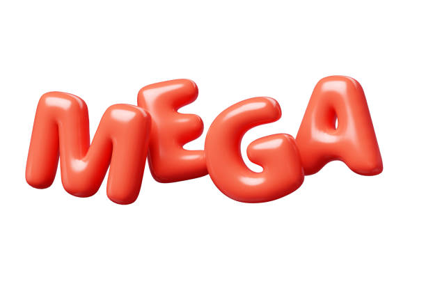 istock Mega red Inflatable flying word for promotion design. 3D render illustration 2174177636
