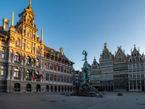 istock Town hall and big town square in Antwerp, Belgium. 2174180337