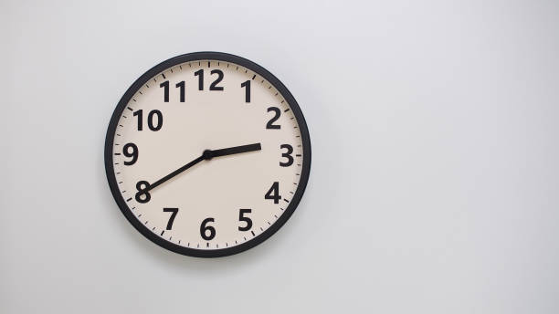 istock Classic Black-Edged Clock on White Background at 02.40 or 14.40 - Perfect for Time Management and Text Space 2174195609