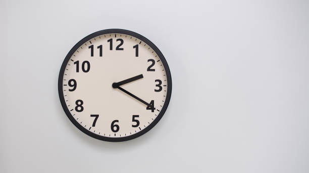 istock Classic Black-Edged Clock on White Background at 02.20 or 14.20 - Perfect for Time Management and Text Space 2174196450