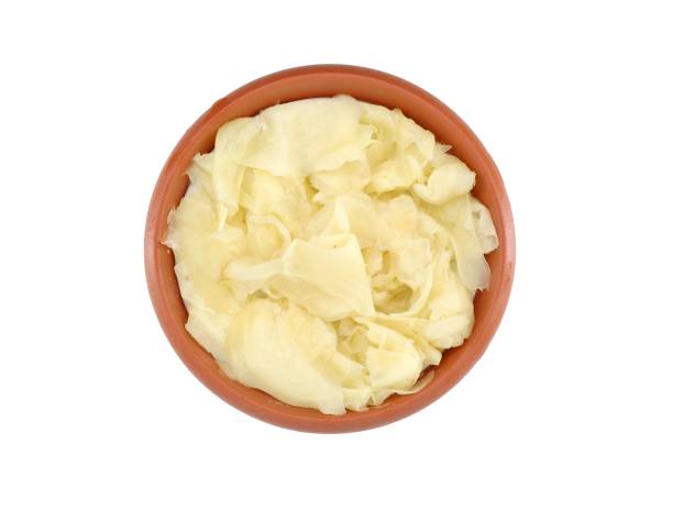istock Gari, sliced ginger pickled, in a bowl on white background. 2174199490