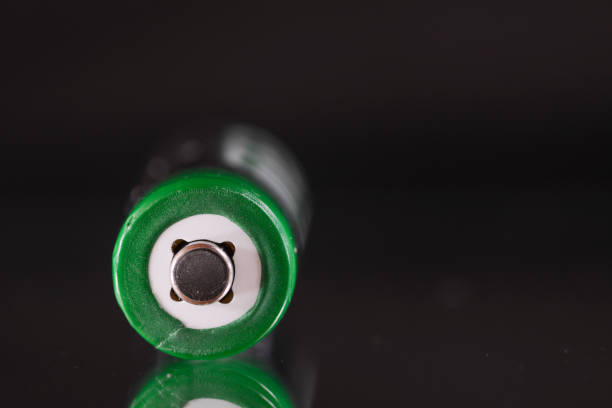 Close up of plus contact of an AA or AAA battery