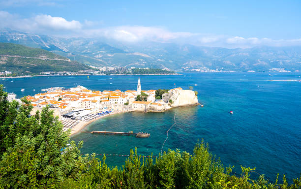 istock view on Budva old town over azure bay in Montenegro 2174208818