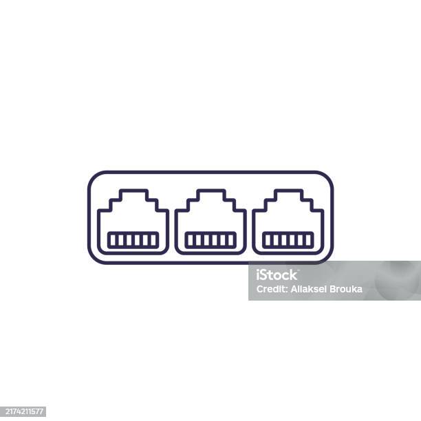 Network Socket Graphics Ethernet Ports Rj45 Sockets Line Vector Stock Illustration - Download ...