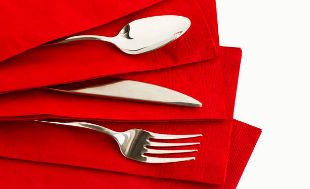 istock Shiny Cutlery in Red Napkin 2174212097