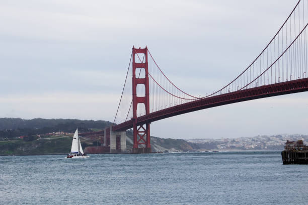Experience the breathtaking sunset over the Golden Gate Bridge in San Francisco, California, with city lights reflecting on the bay. This iconic landmark offers a stunning view of the illuminated suspension bridge, vibrant sky, and scenic waterfront.