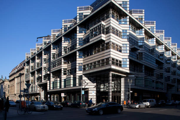 Quartier 206 stands prominently on Friedrichstrasse, showcasing modern architecture and vibrant urban life in Berlin\