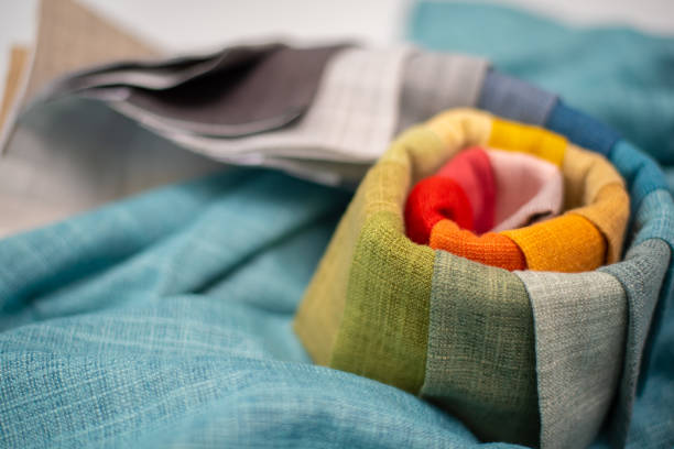 istock Colored textured fabric for curtains and home textiles. 2174234934