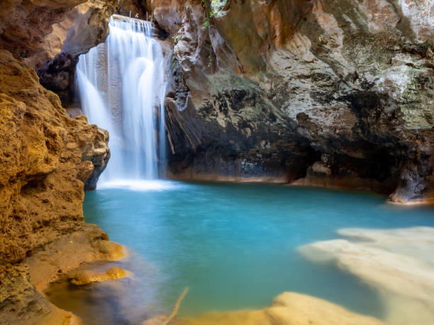 istock Ebron river narrows waterfall near Castielfabib village, Teruel 2174235080