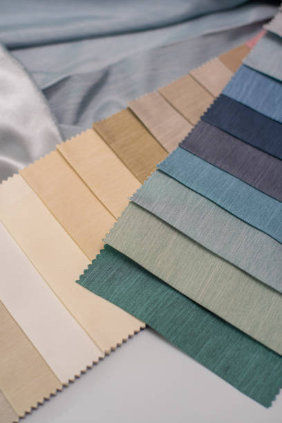 istock Samples of soft textured fabric for interior decoration, sewing curtains and bedspreads. 2174236395