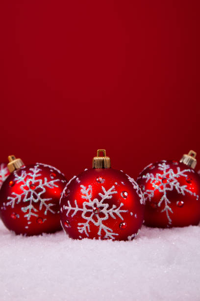 red and white christmas ornament background (selective focus)