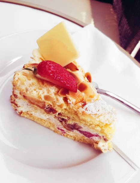 Delicious sweets, strawberry butter cakes, arranged on the buffet table for the party
