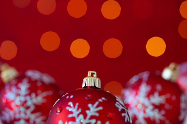 red and white christmas ornament background (selective focus)