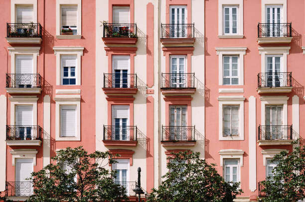 Facade of a colorful residential building