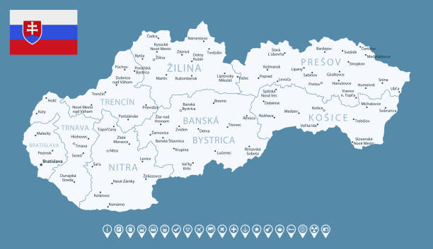 Slovakia Detailed Country Map With Cities And Regions Infographic Icons Slovakia Detailed Country Map With Cities And Regions Infographic Icons 