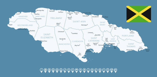 Jamaica Detailed Country Map With Cities And Regions Infographic Icons Jamaica Detailed Country Map With Cities And Regions Infographic Icons 