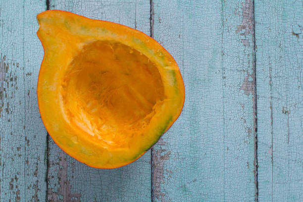 istock Hokkaido pumpkin cut in half. 2174245128