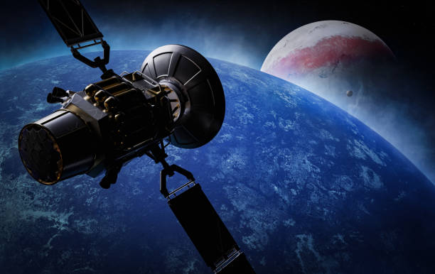 istock Satellite in Space, and blue Planet with ice, 3D illustration 2174248976