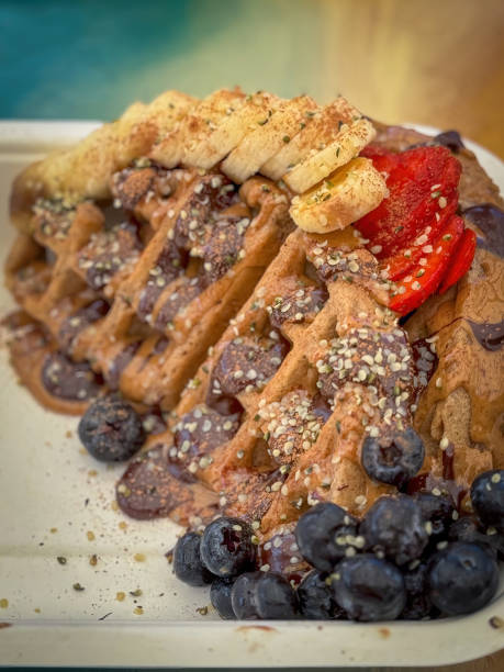 istock Gluten free sunrise waffle with fruits 2174249936