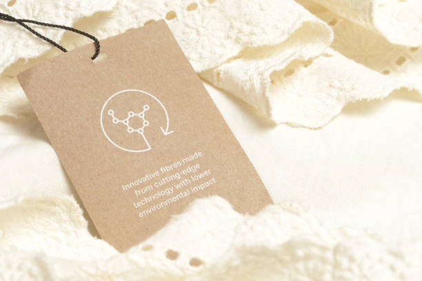 istock Label on clothes for Cutting-Edge Technologies in Fashion Industry, sustainable fabrics designed to reduce environmental impact. Recycled materials, organic textiles, and biodegradable fibers. 2174250104