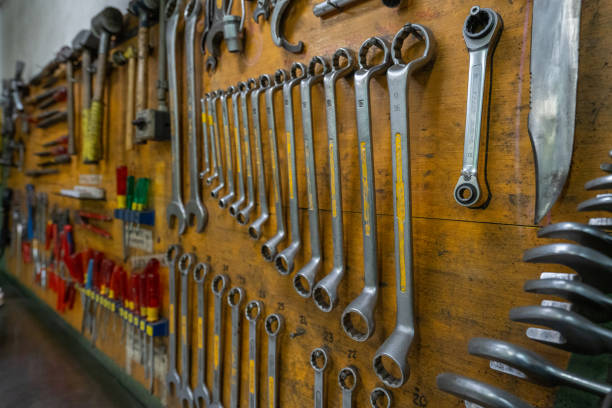 istock Board with tools in industrial shop 2174257250