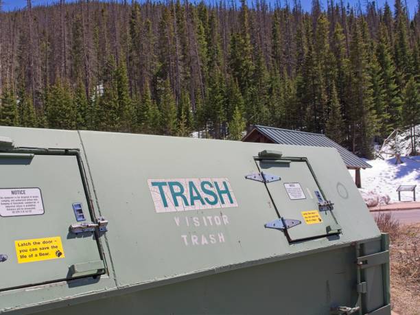 istock Bear proof trash receptacle in Rocky Mountain national park 2174269168