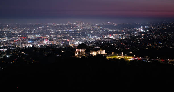istock Griffith Observatory with LA Cityscape in Background at Twilight - Aerial 2174272655